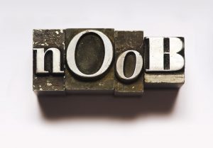 The word "Noob" photographed using vintage type characters. Cross-processed for a different look.